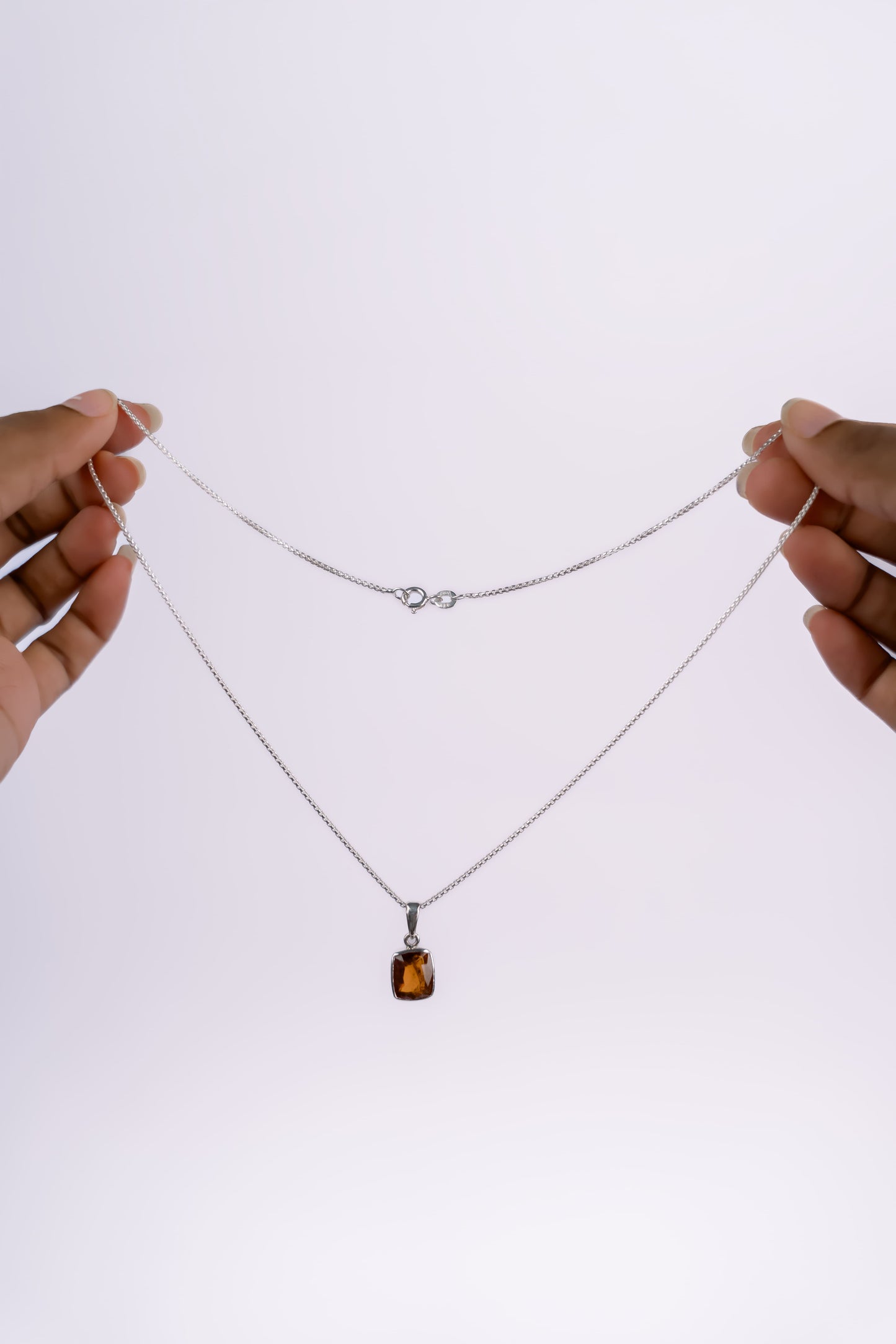 Natural Garnet Pendant and Silver Necklace