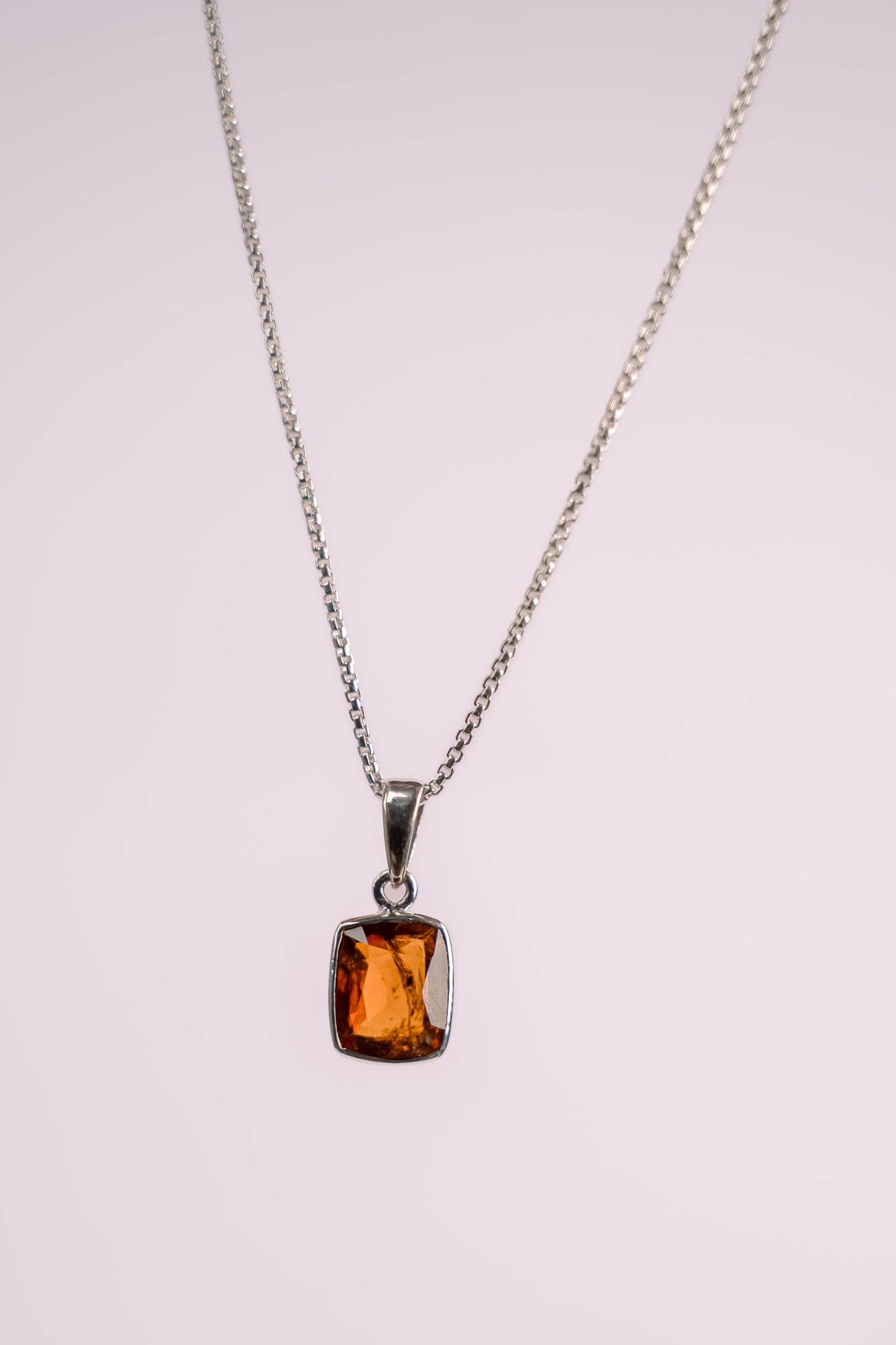 Natural Garnet Pendant and Silver Necklace