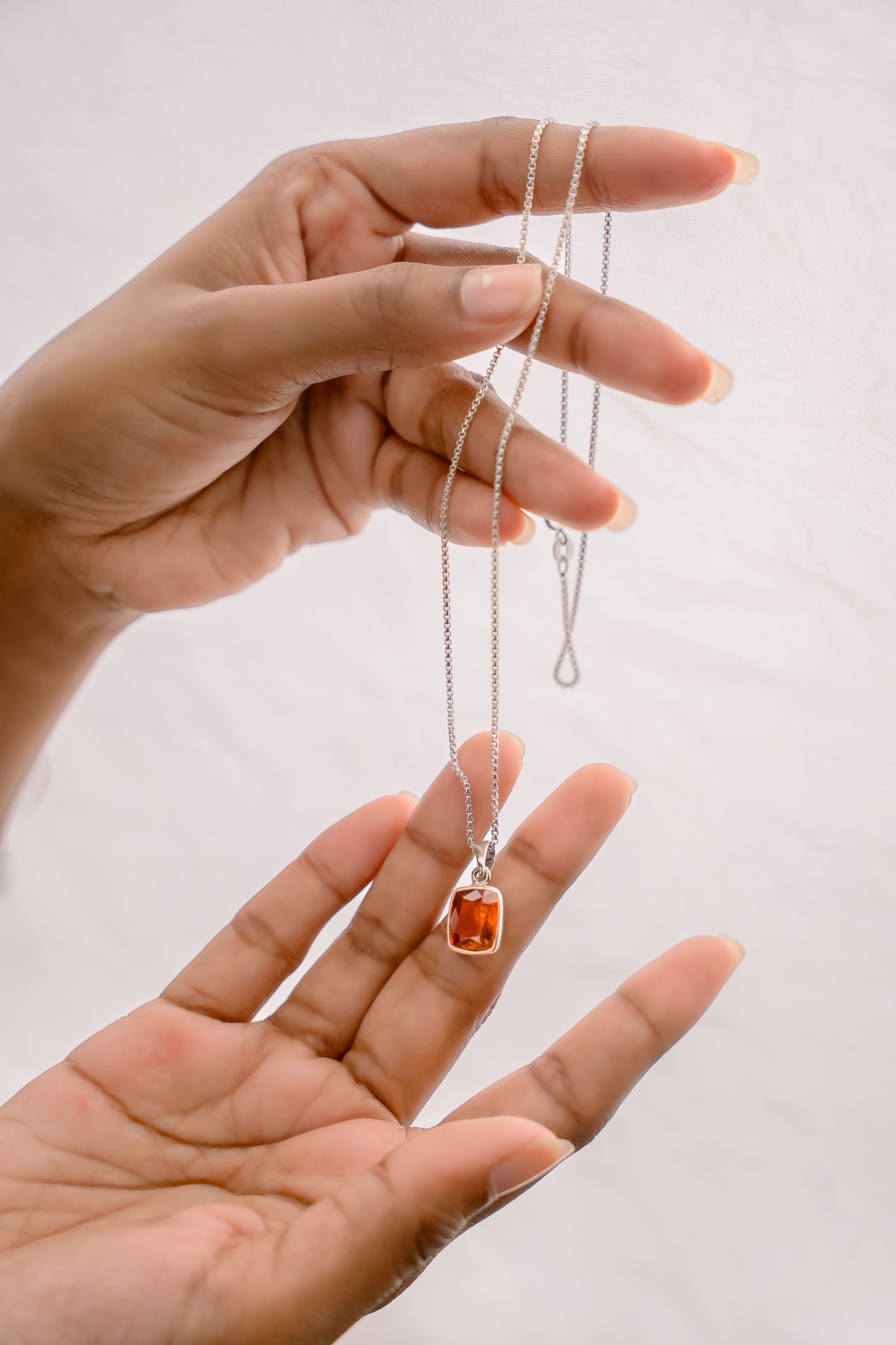 Natural Garnet Pendant and Silver Necklace